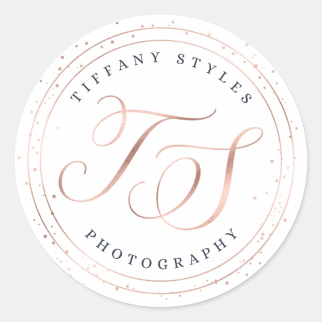 Sticker Rond Logo Chic Navy Blue & Rose Gold (Devant)