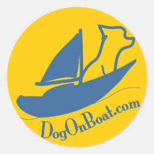 Sticker Rond Logo Chien sur bateau