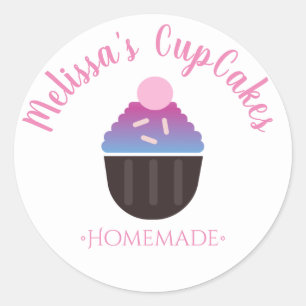 Sticker Rond Logo Cupcake Saupoudrer Boulangerie Maison