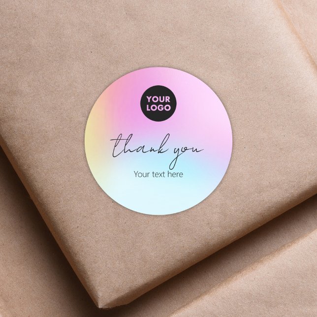 Sticker Rond Logo Cute Pastel Rainbow Merci Small Business (Créateur téléchargé)