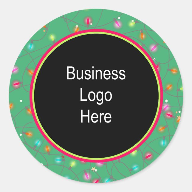 Sticker Rond Logo d'affaires personnalisé Lumières de Noël (Devant)