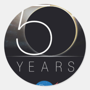 Sticker Rond Logo d'anniversaire de la NASA cinquantième