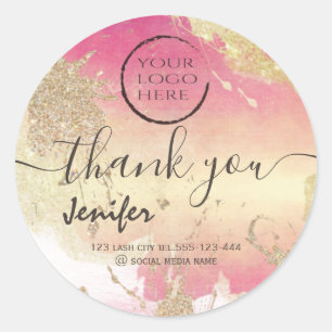 Sticker Rond Logo d'aquarelle pastel brillant merci