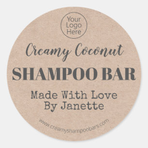 Sticker Rond Logo de bar à shampooing artisanal artisanal Kraft