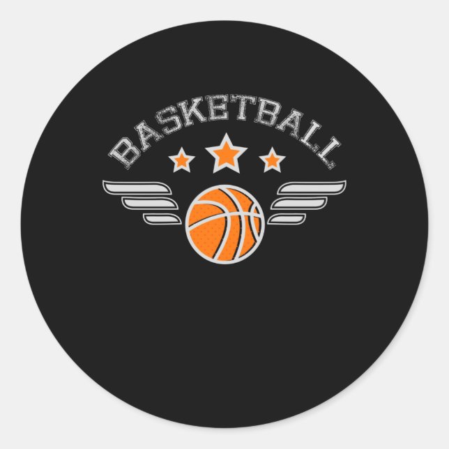 Sticker Rond Logo De Basket-Ball Avec L'Équipe Sport D'Ailes (Devant)
