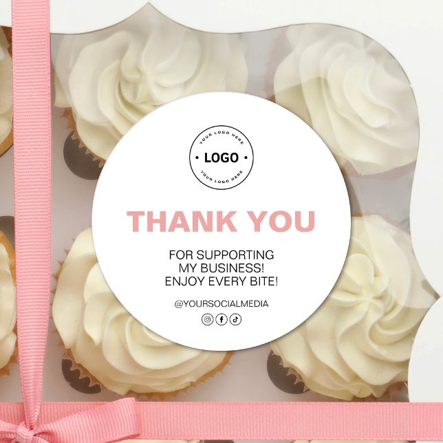 Sticker Rond Logo de boulangerie Merci   (Bakery Logo Thank You Classic Round Sticker)