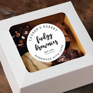 Sticker Rond Logo de boulangerie rétro moderne pour brownies fa