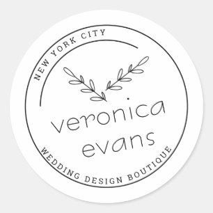 Sticker Rond Logo de branches botaniques stylisées modernes