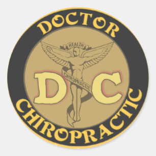 STICKER ROND LOGO DE C.C - DOCTEUR CHIROPRACTIC CADUCEUS