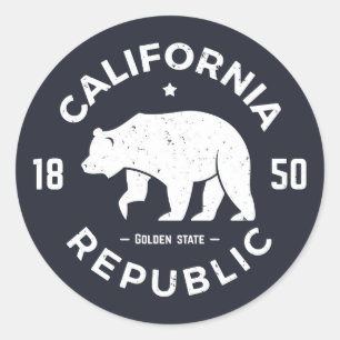 Sticker Rond Logo de Californie   L'État d'or