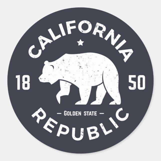 Sticker Rond Logo de Californie | L'État d'or (Devant)
