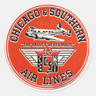 Sticker Rond Logo de Chicago & Southern Air Lines