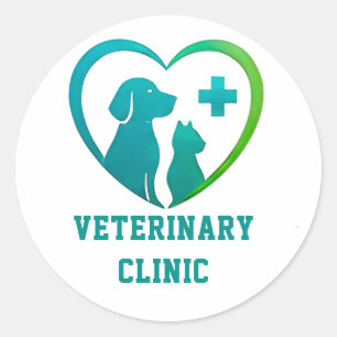 Sticker Rond 🐾 Logo de clinique vétérinaire pour hôpital anima