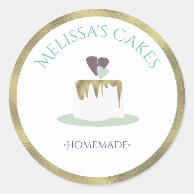 Sticker Rond Logo de la boulangerie Fondant Mariage Cake Tier (Devant)
