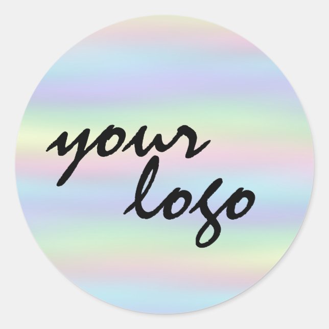 Sticker Rond Logo de la marque moderne holographique pastel rai (Devant)