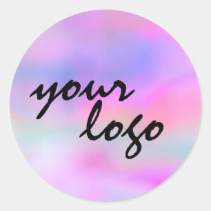 Sticker Rond Logo de la marque moderne holographique pastel rai