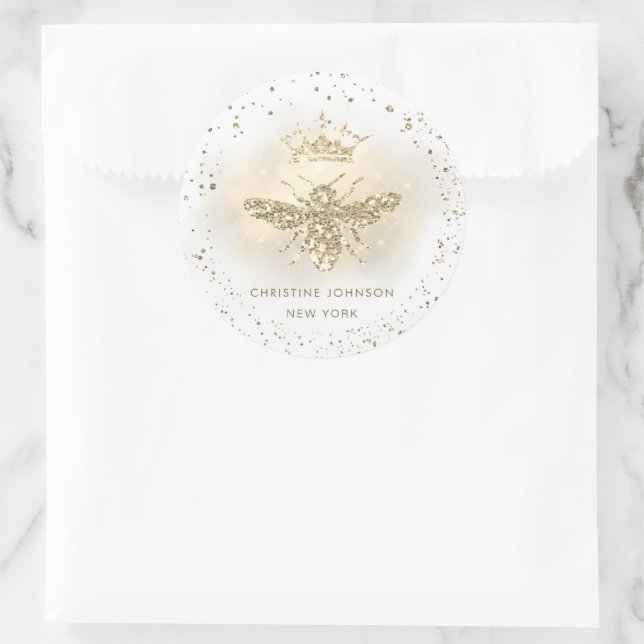Sticker Rond logo de la reine de la parties scintillant (Sac)