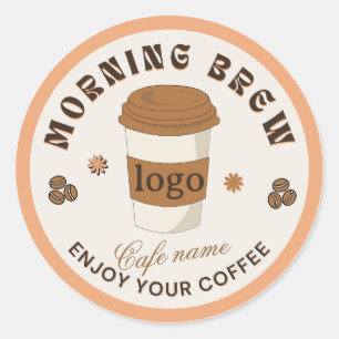 Sticker Rond Logo de la tasse de café du Café Morning Brew