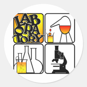 STICKER ROND LOGO DE LABORATOIRE 4 CARRÉS - ICONS DE LABORATOIR