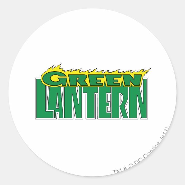 Sticker Rond Logo de lanterne verte - Flammes jaunes (Devant)