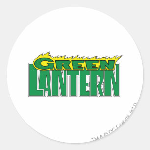 Sticker Rond Logo de lanterne verte - Flammes jaunes