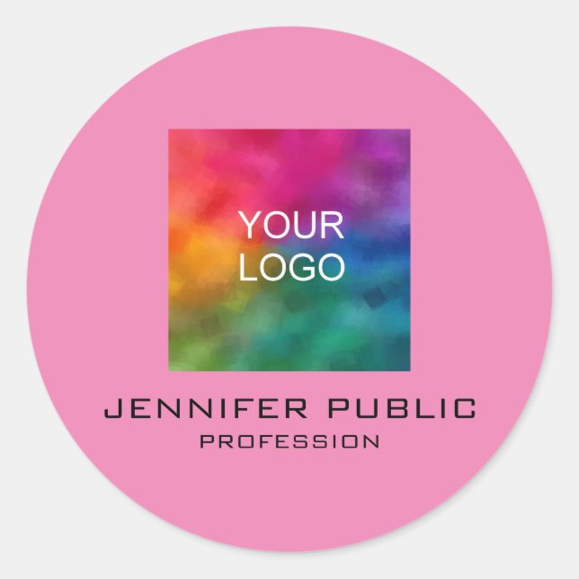 Sticker Rond Logo de l'entreprise Ajouter votre texte personnal (Devant)