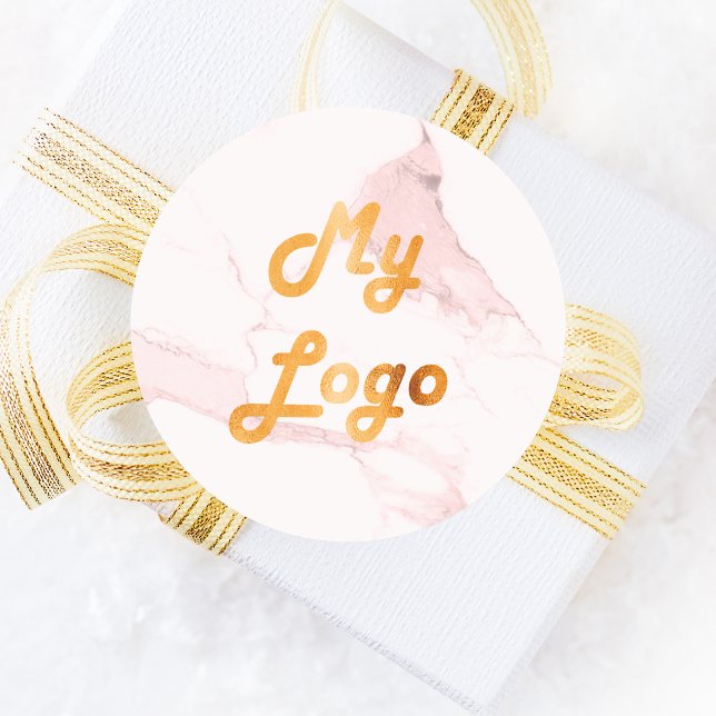Sticker Rond Logo de l'entreprise en marbre rose vif (Créateur téléchargé)