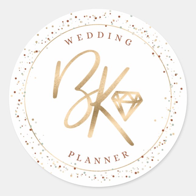 Sticker Rond Logo de l'entreprise Faux Gold Foil Confetti Custo (Devant)