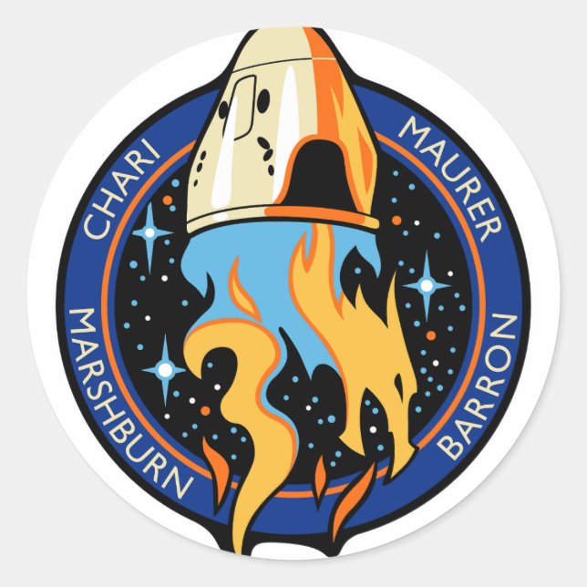 Sticker Rond Logo de l'équipe 3 de la NASA SpaceX (Devant)