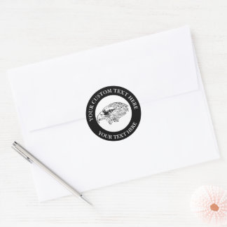 Sticker Rond Logo de l'icône d'aigle Texte personnalisé