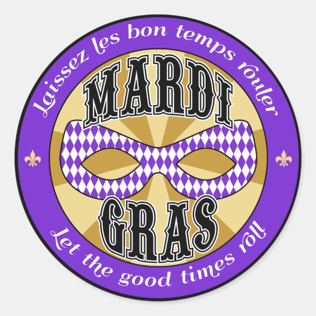 Sticker Rond Logo de Mardi Gras (Devant)