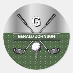 Sticker Rond Logo de Monogramme de Golf Élégant customisé