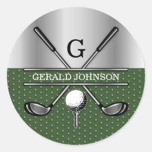 Sticker Rond Logo de Monogramme de Golf Elégant Personnalisé