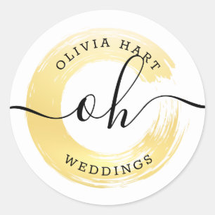 Sticker Rond Logo de peinture minimaliste or Chic Decal personn