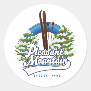 Sticker Rond Logo de Pleasant Mountain Ski Bridgton.