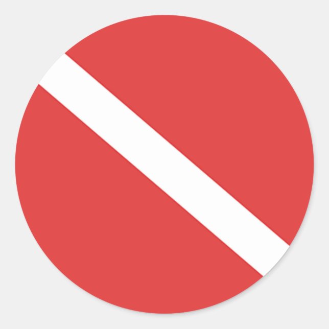 Sticker Rond Logo de plongée sous-marine - Drapeau blanc rouge  (Devant)