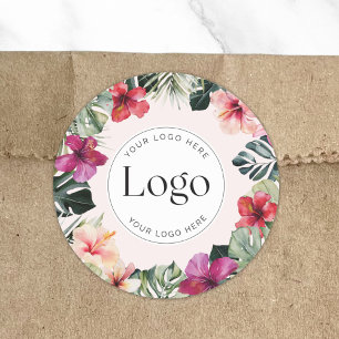 Sticker Rond Logo de produit botanique floral tropical à l'aqua