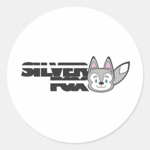 Sticker Rond Logo de renard argenté