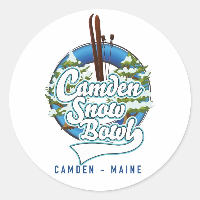 Sticker Rond Logo de ski Camden Snow Bowl. (Devant)