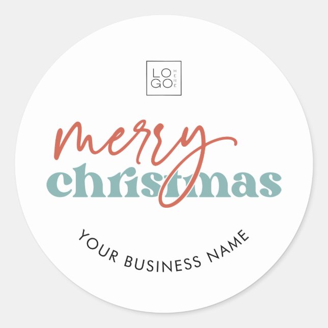 Sticker Rond Logo de société d'entreprise personnalisé Noël rét (Devant)