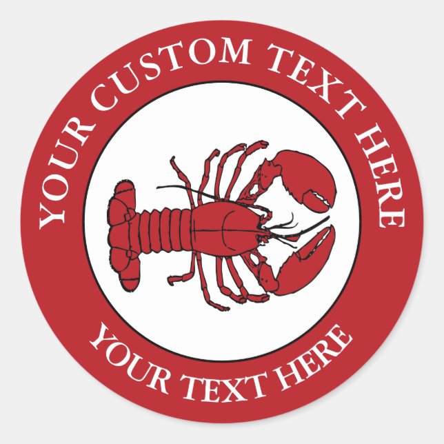 Sticker Rond Logo de texte personnalisé homard Icône 1 1/2" (Devant)
