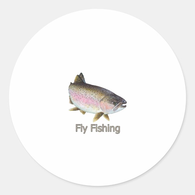 Sticker Rond Logo de truite arc-en-ciel Fly Fishing (Devant)