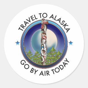 Sticker Rond logo de voyage en Alaska