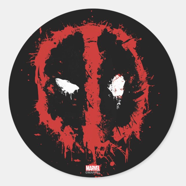 Sticker Rond Logo Deadpool Paint Splatz (Devant)