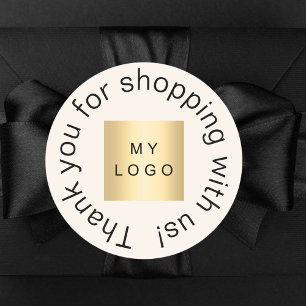 Sticker Rond Logo d'entreprise beige merci pour vos achats