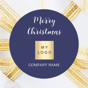 Sticker Rond logo d'entreprise bleu Noël