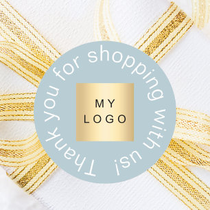 Sticker Rond Logo d'entreprise bleu poussiéreux merci