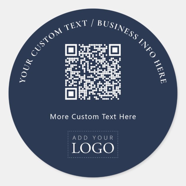 Sticker Rond Logo d'entreprise de la marine simple QR Code prom (Devant)
