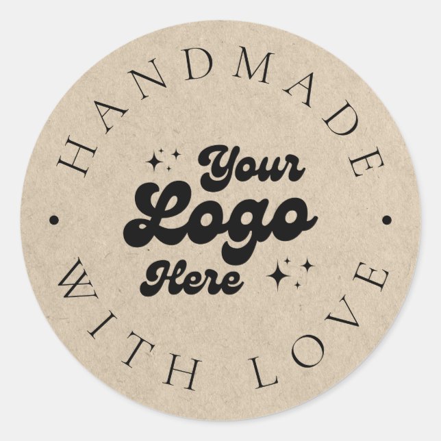 Sticker Rond Logo D'Entreprise Faux Kraft Personnalisé Fait À L (Devant)
