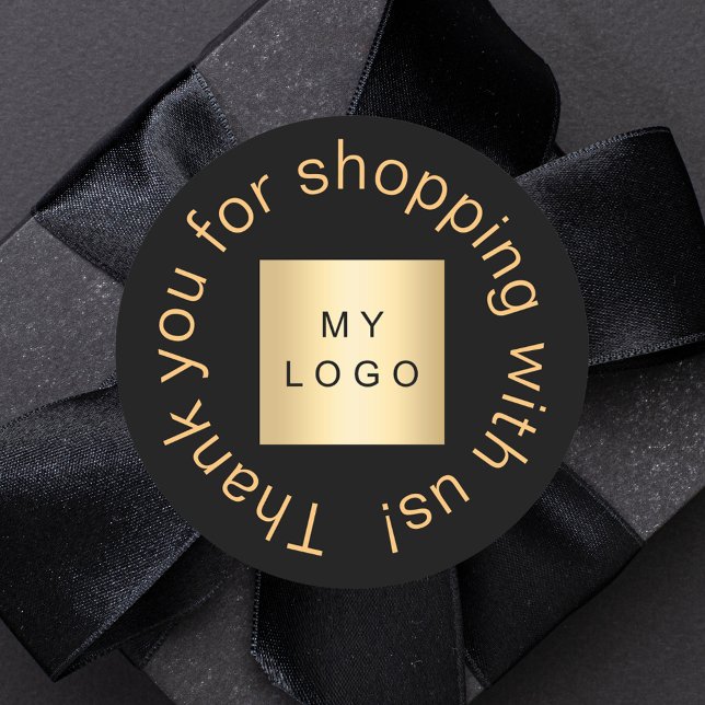 Sticker Rond Logo d'entreprise or noir merci (Créateur téléchargé)